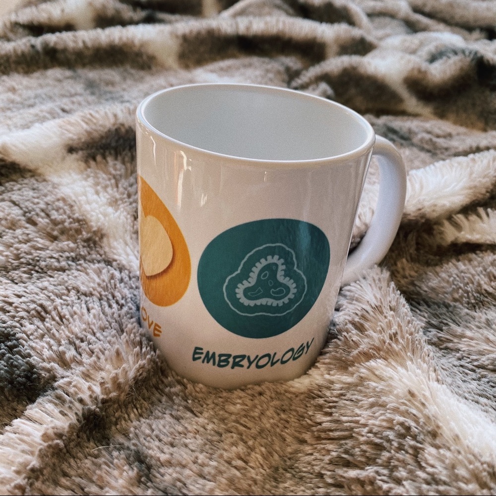 Science Mug “Peace Love Embryology” *NWOT*